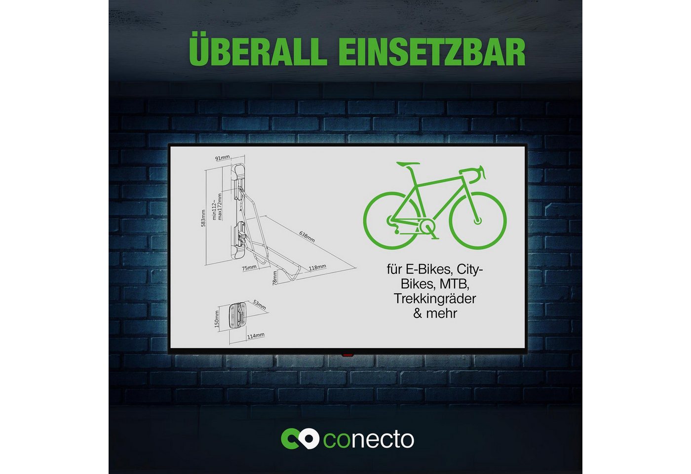 conecto Fahrradwandhalterung Fahrrad Wandhalterung Wandaufhänger schwenkbar, Fahrradtypen Bild 3