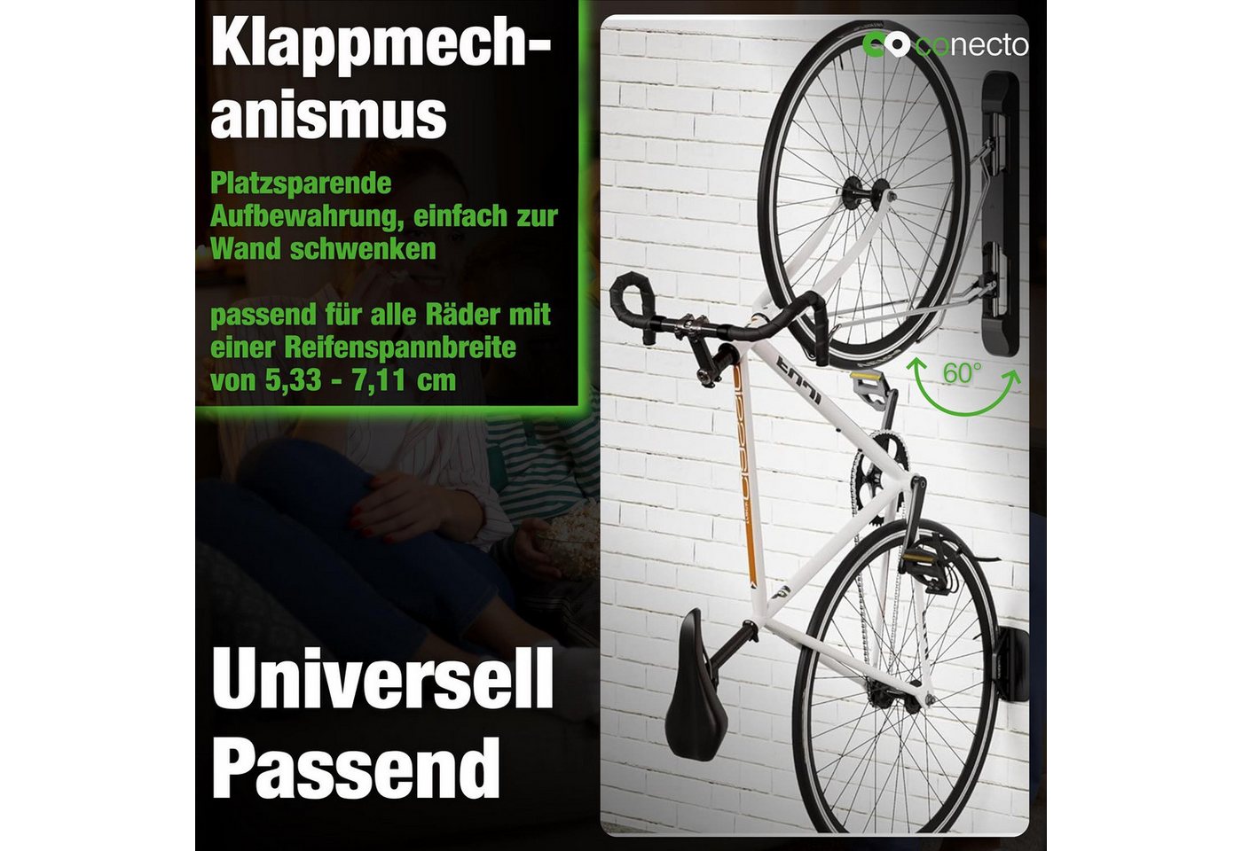 conecto Fahrradwandhalterung Fahrrad Wandhalterung Wandaufhänger schwenkbar, Fahrradtypen Bild 5