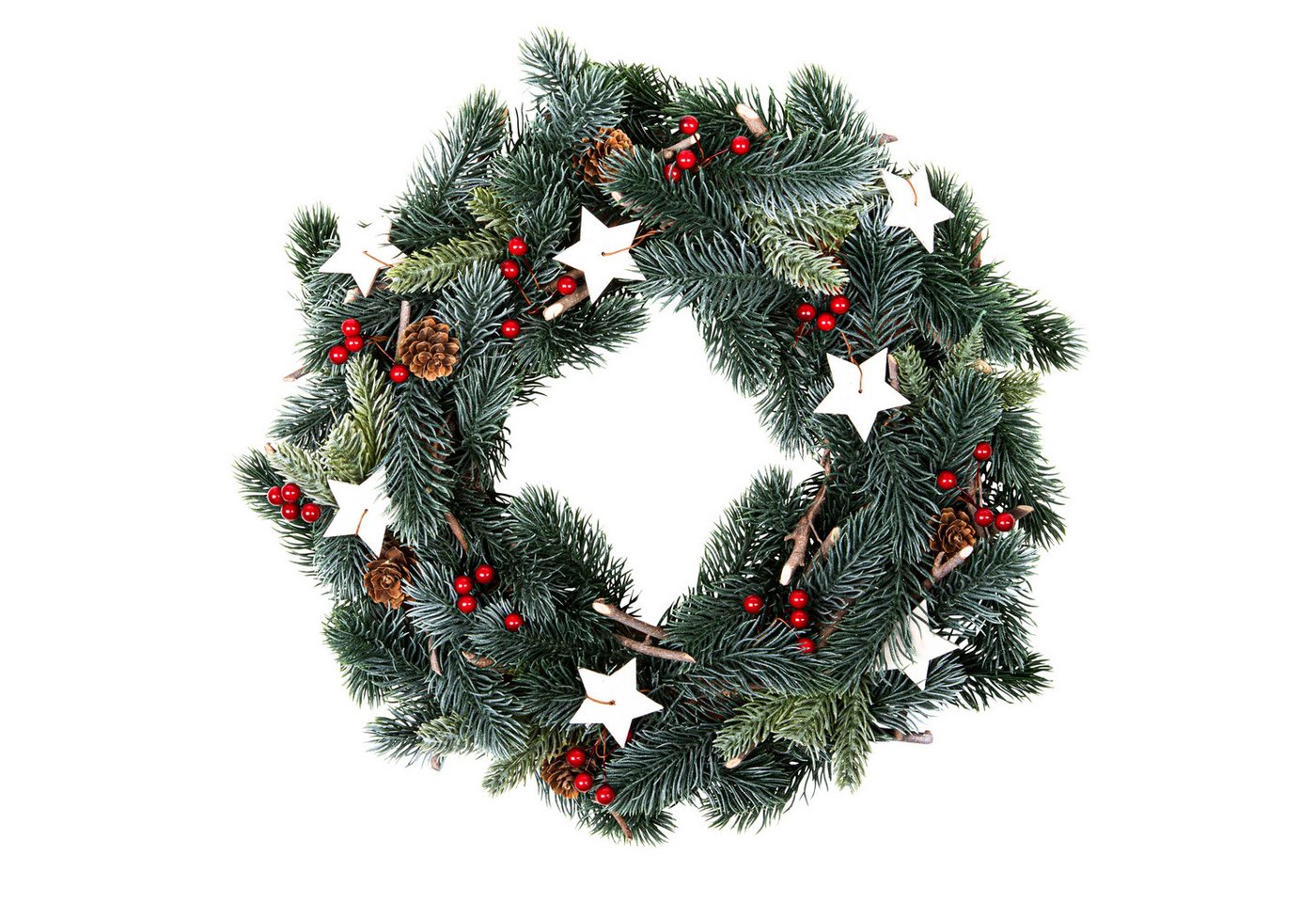 Spetebo Dekokranz Künstlicher Tannenkranz mit Schnee Beeren und Tannenzapfen, Weihnachts Türkranz zum Aufhängen mit Dekoration Bild 4