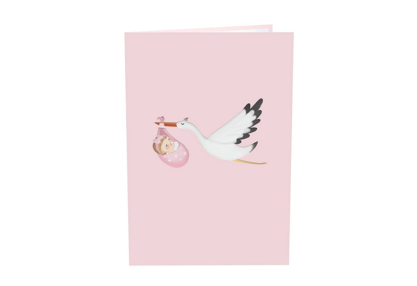 papercrush Geburt (Mädchen) Geburtskarte Storch & Baby (Rosa), Pop-Up Karte zur Geburt von Mädchen, Handgemacht Bild 5