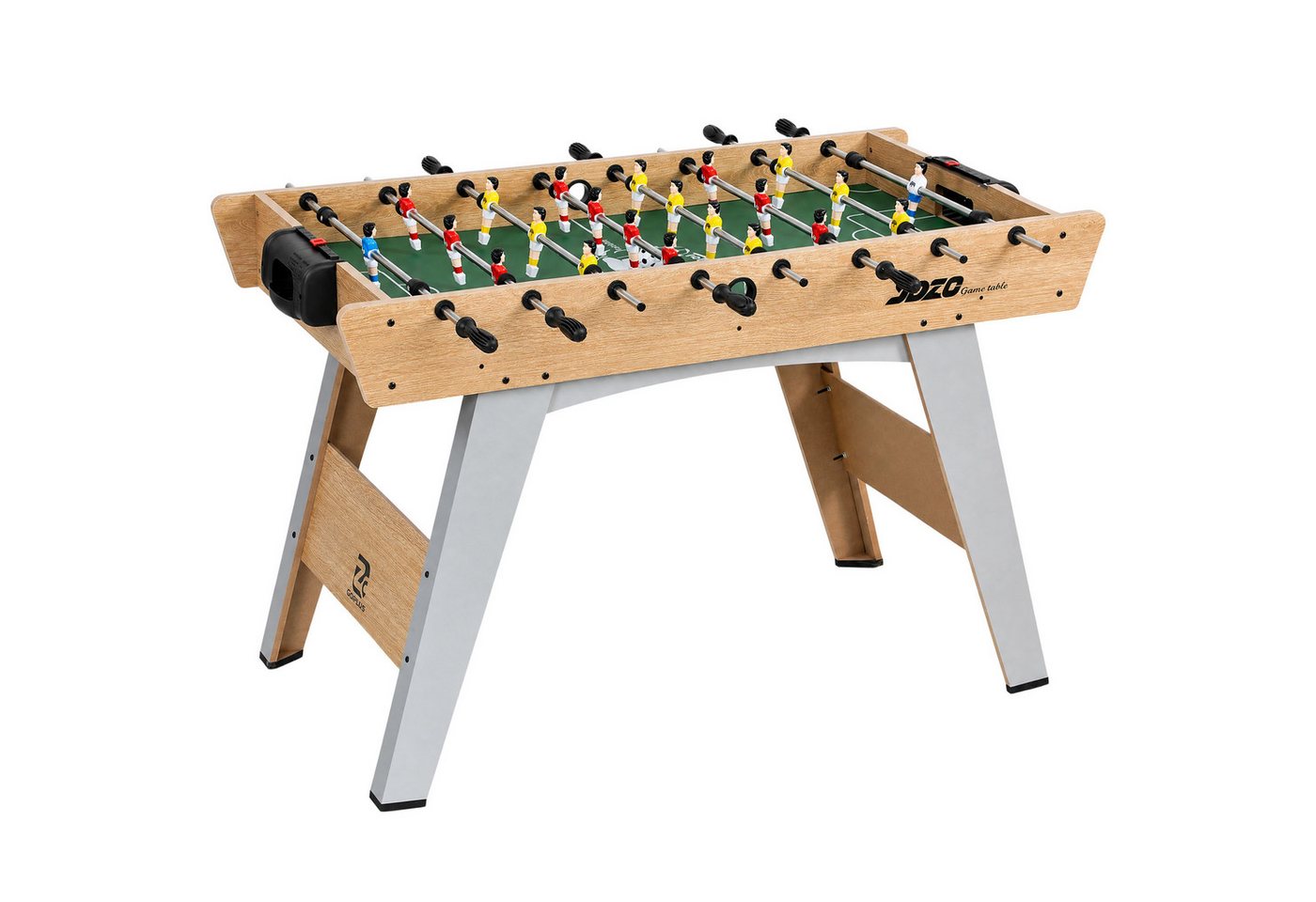 SPORTNOW Kickertisch Tischkicker inkl 22 Kicker 2 Bälle Rutschfest Griffe Punktezähler (Tischfußball, 3-tlg., für Kinder & Erwachsene), 121x87x77cm Naturholz Bild 4