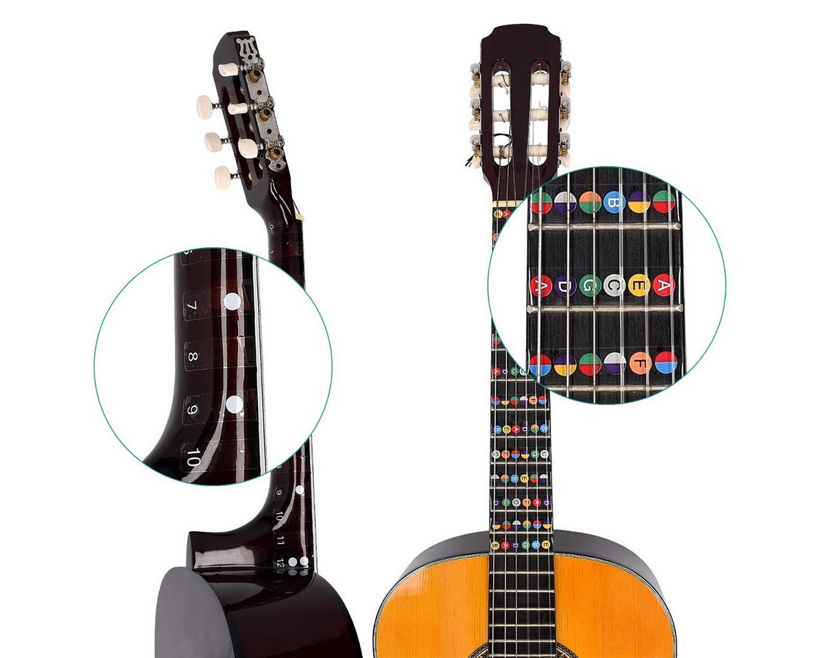 kwmobile Aufkleber Gitarrengriffbrett Noten Sticker, Anleitung, für Anfänger, (1tlg), Notenaufkleber Gitarre Bild 5