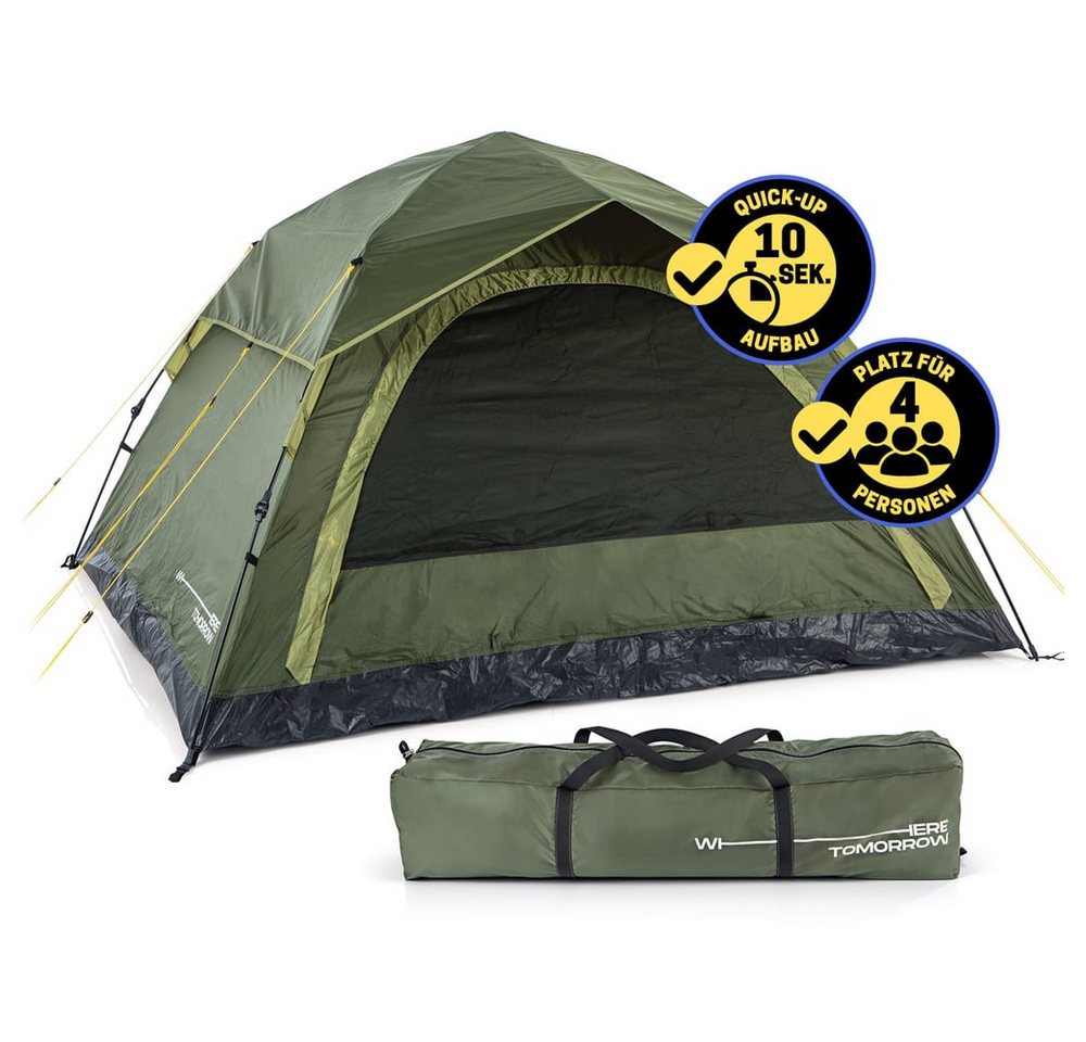Lumaland Wurfzelt Pop Up Zelt für 6 Personen, Wurfzelt mit 10 Sek. Quick-Up Aufbau, (19 tlg), Wetterfestes Camping Zelt Regen, Schnee, Wind, Sand, Moskitonetz Bild 2