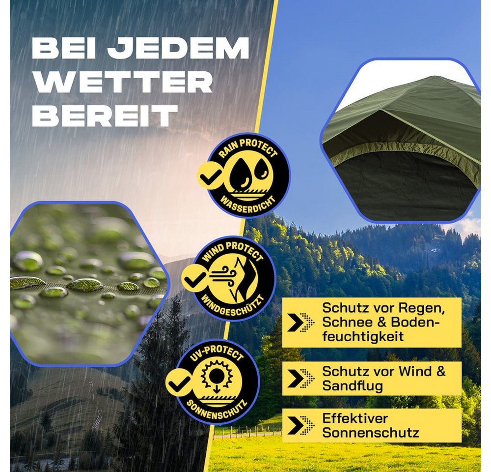 Lumaland Wurfzelt Pop Up Zelt für 6 Personen, Wurfzelt mit 10 Sek. Quick-Up Aufbau, (19 tlg), Wetterfestes Camping Zelt Regen, Schnee, Wind, Sand, Moskitonetz Bild 3
