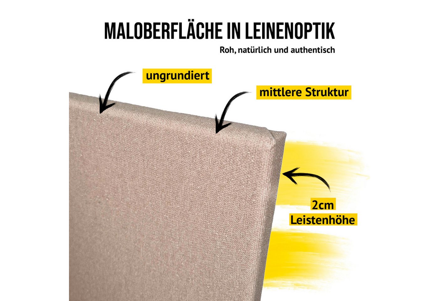 Crazy Canvas Leinwand RAW Medium 30x30 cm, 2er Pack, mittlere Struktur, versandfrei, ungrundiert, 330 g/m², mittlere Struktur, Leinenoptik, Made in Berlin Bild 2