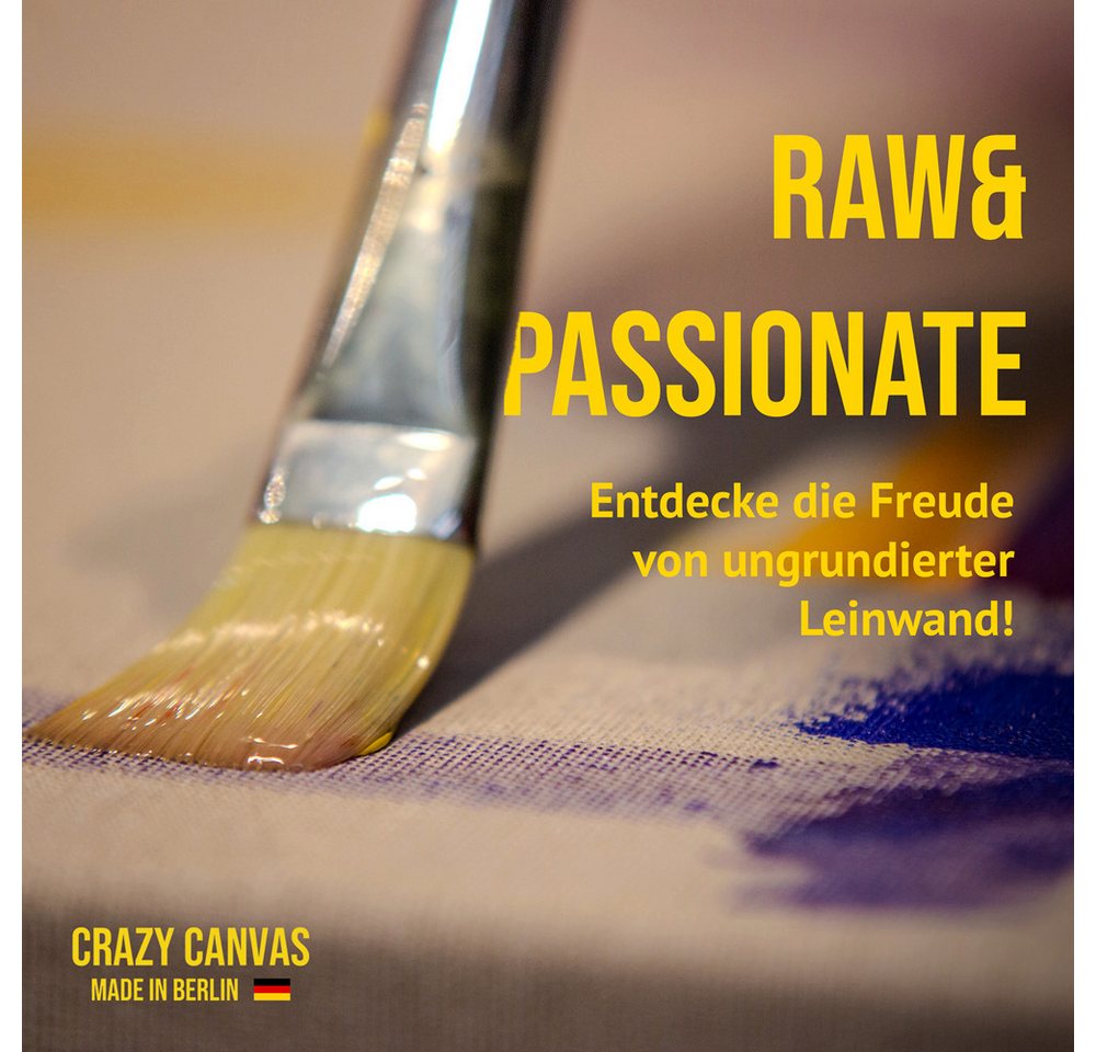 Crazy Canvas Leinwand RAW Medium 30x30 cm, 2er Pack, mittlere Struktur, versandfrei, ungrundiert, 330 g/m², mittlere Struktur, Leinenoptik, Made in Berlin Bild 3