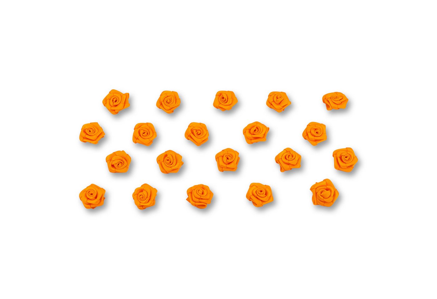 Creativery Streudeko, Satinrosen 15mm zum Basteln & Aufnähen 20 Stück Orange Bild 5