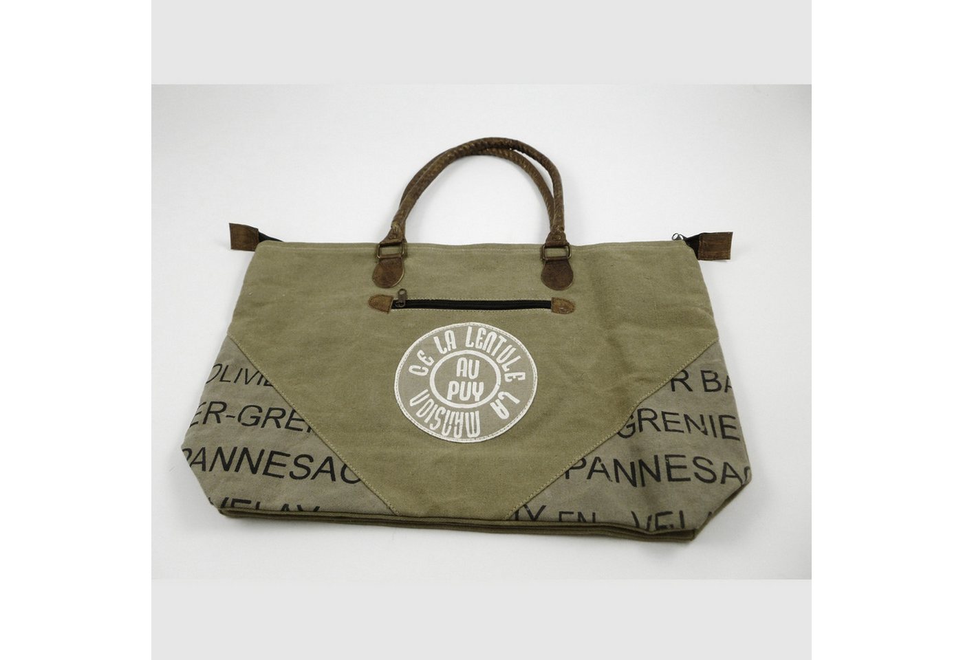 Deko AS Freizeittasche Cotton Canvas Tasche – Khaki-Olivgrün - 50 x 32 cm -