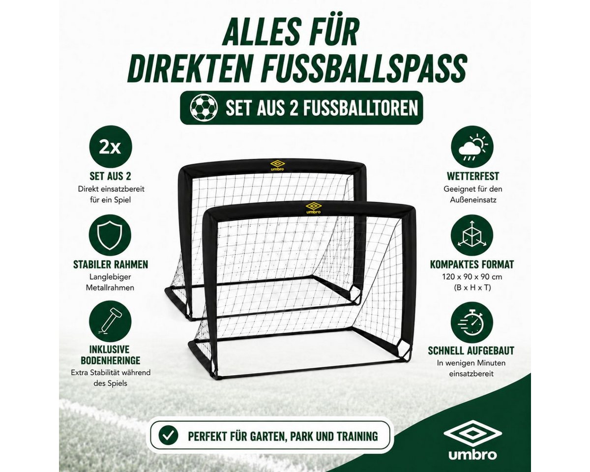 Umbro Fußballtor Umbro Pop-Up Fußballtor Set von 2 120 x 90 x 90 cm