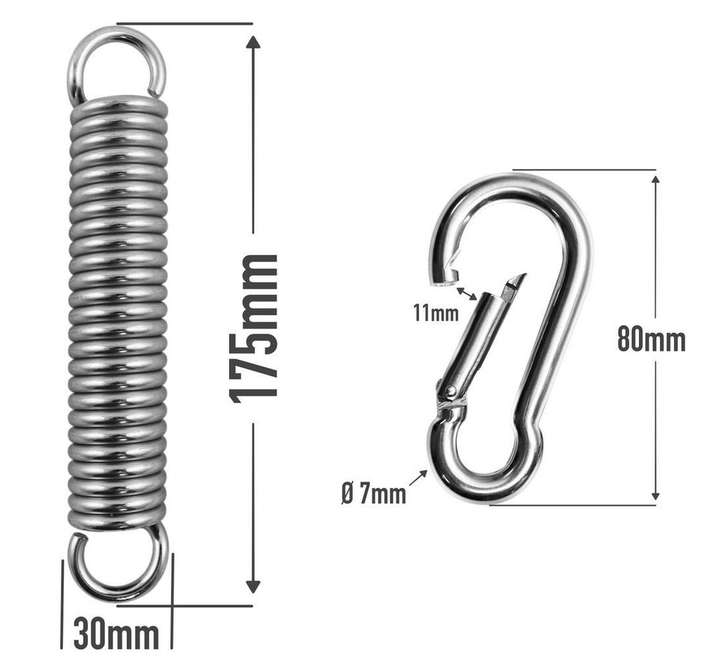 riijk Boxsackfeder Schwingfeder mit Karabiner, Schwingfeder für Hängesessel, Boxsack, Sonnensegel