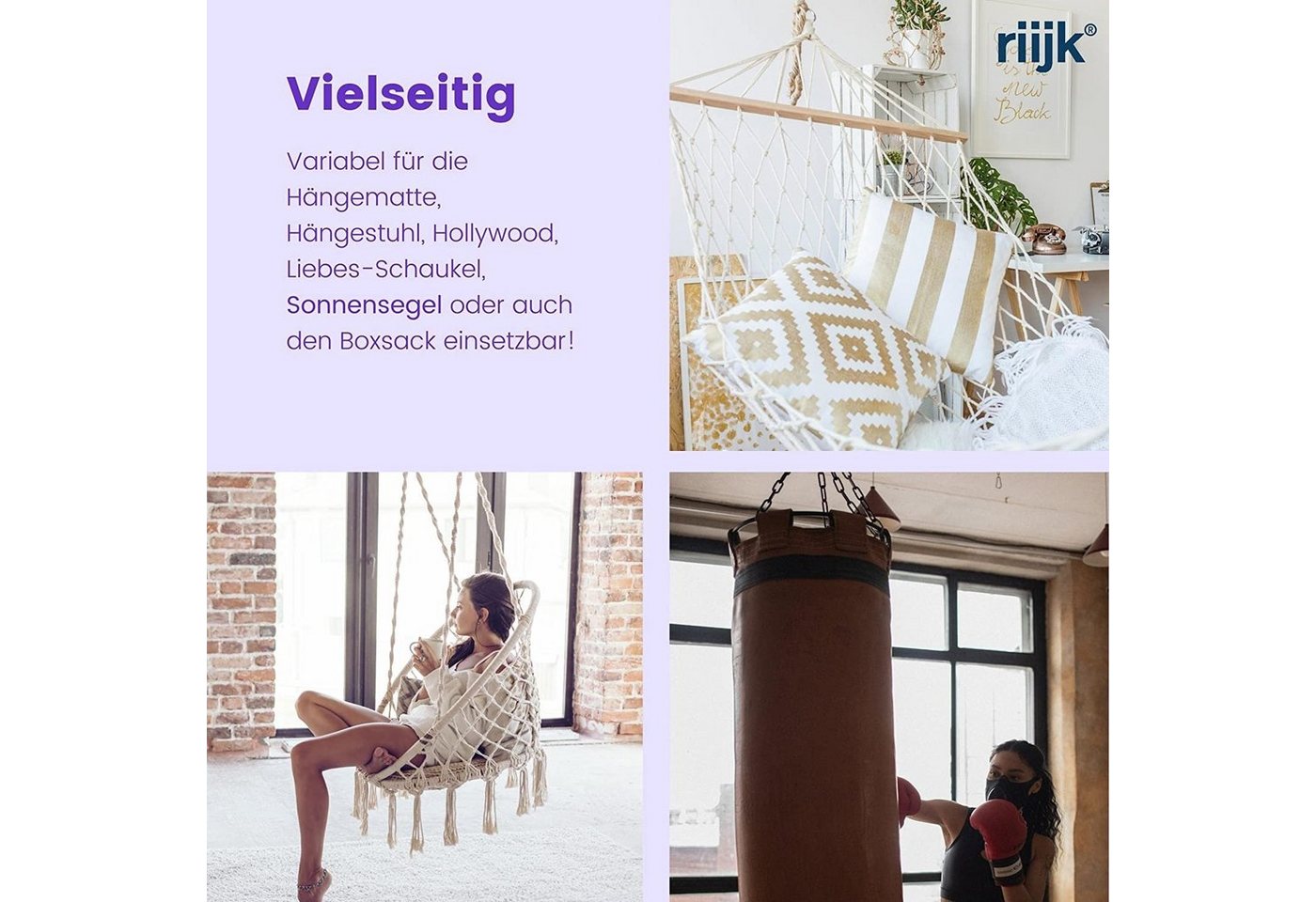 riijk Boxsackfeder Schwingfeder mit Karabiner, Schwingfeder für Hängesessel, Boxsack, Sonnensegel Bild 5