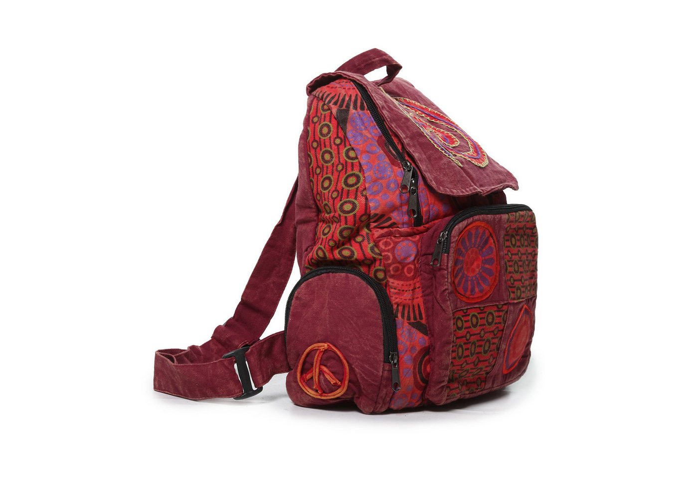KUNST UND MAGIE Rucksack Kunst und Magie Bunt Hippie Rucksack "Spirale" Stonewashed Nepal Goa
