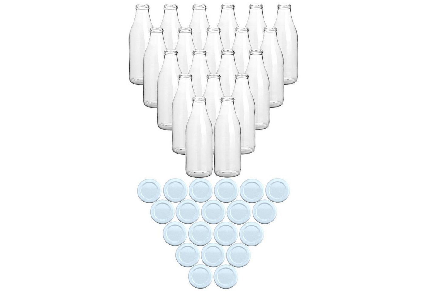 gouveo Trinkflasche Saftflaschen 1000 ml mit Schraub-Deckel - Große Flasche 1,0 l aus Glas, 20er Set, weiß Bild 4