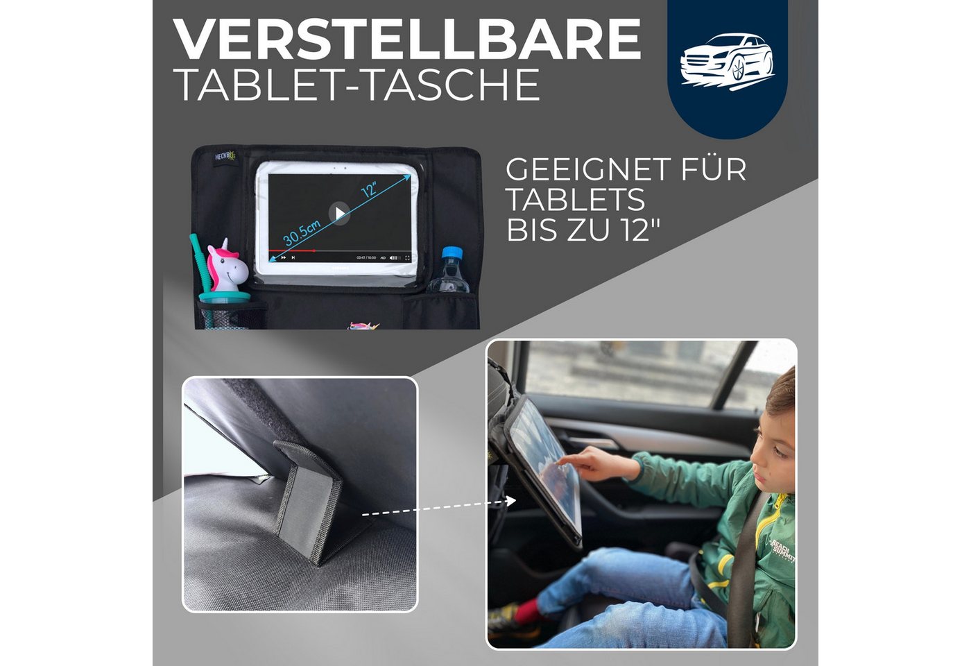 HECKBO Rücksitzorganizer KInder Auto Organizer Einhorn (1-tlg) Bild 3