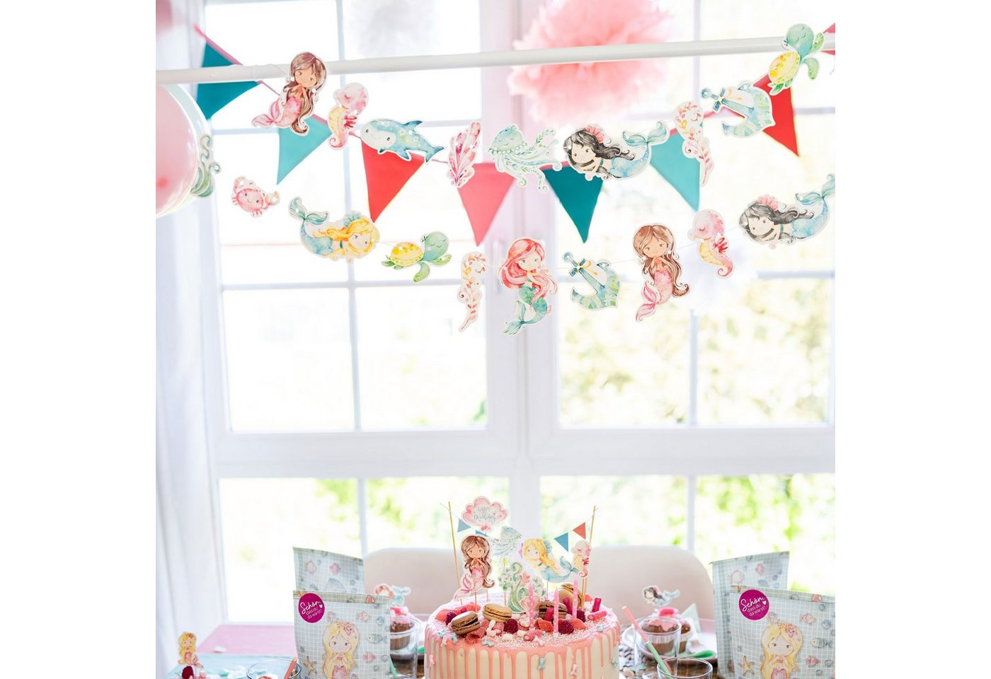 PAPIERDRACHEN Girlande Girlande Geburtstag - Deko für Kindergeburtstag - 10 m Partygirlande, für Mädchen und Jungs