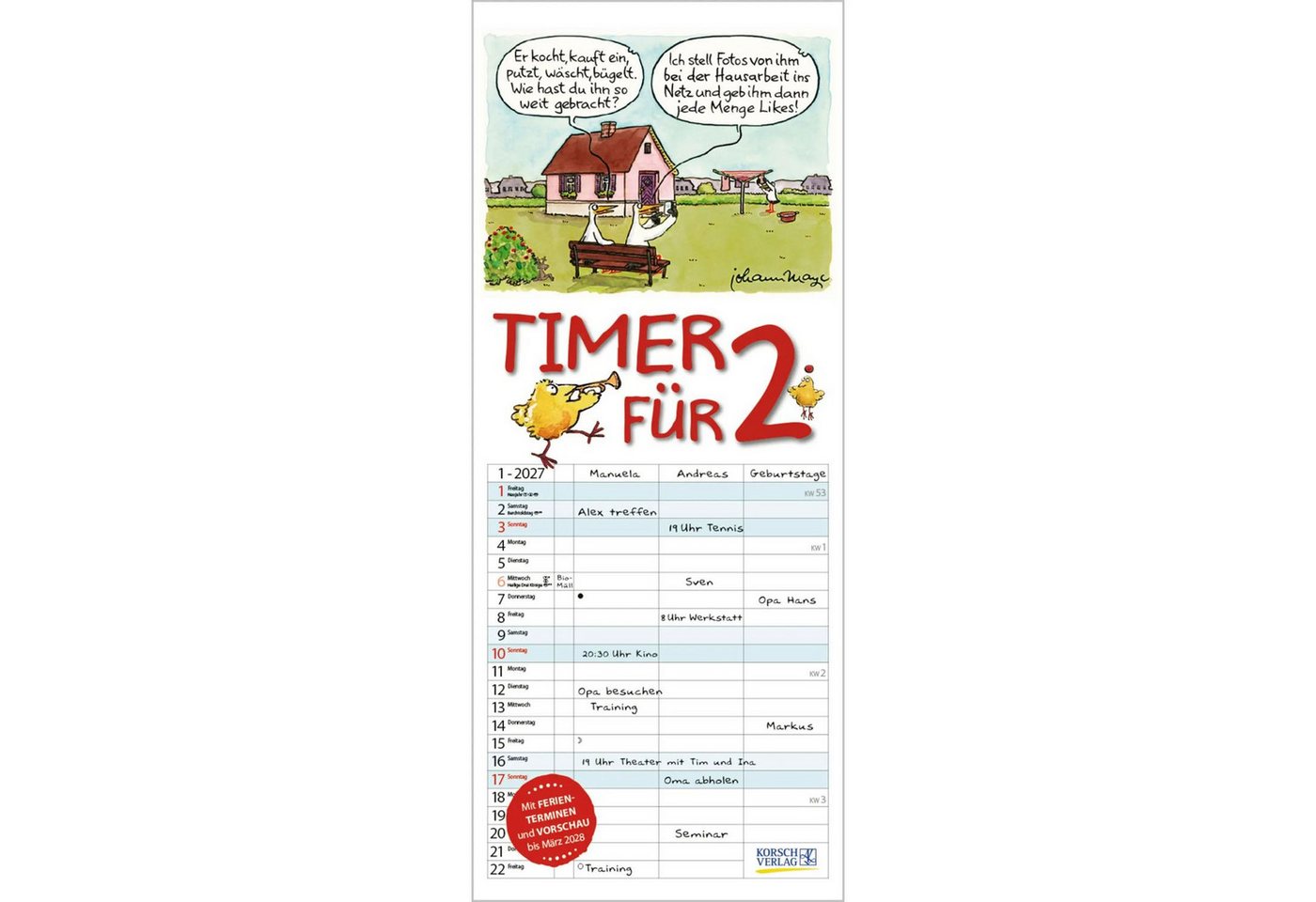 Korsch Verlag Wandkalender Timer für 2 2027 Bild 4