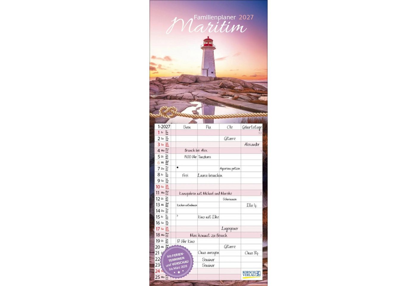 Korsch Verlag Wandkalender Familienplaner Maritim 2027 Bild 4