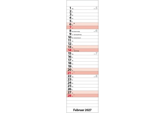 Korsch Verlag Wandkalender Streifenplaner Mini Rot 2027