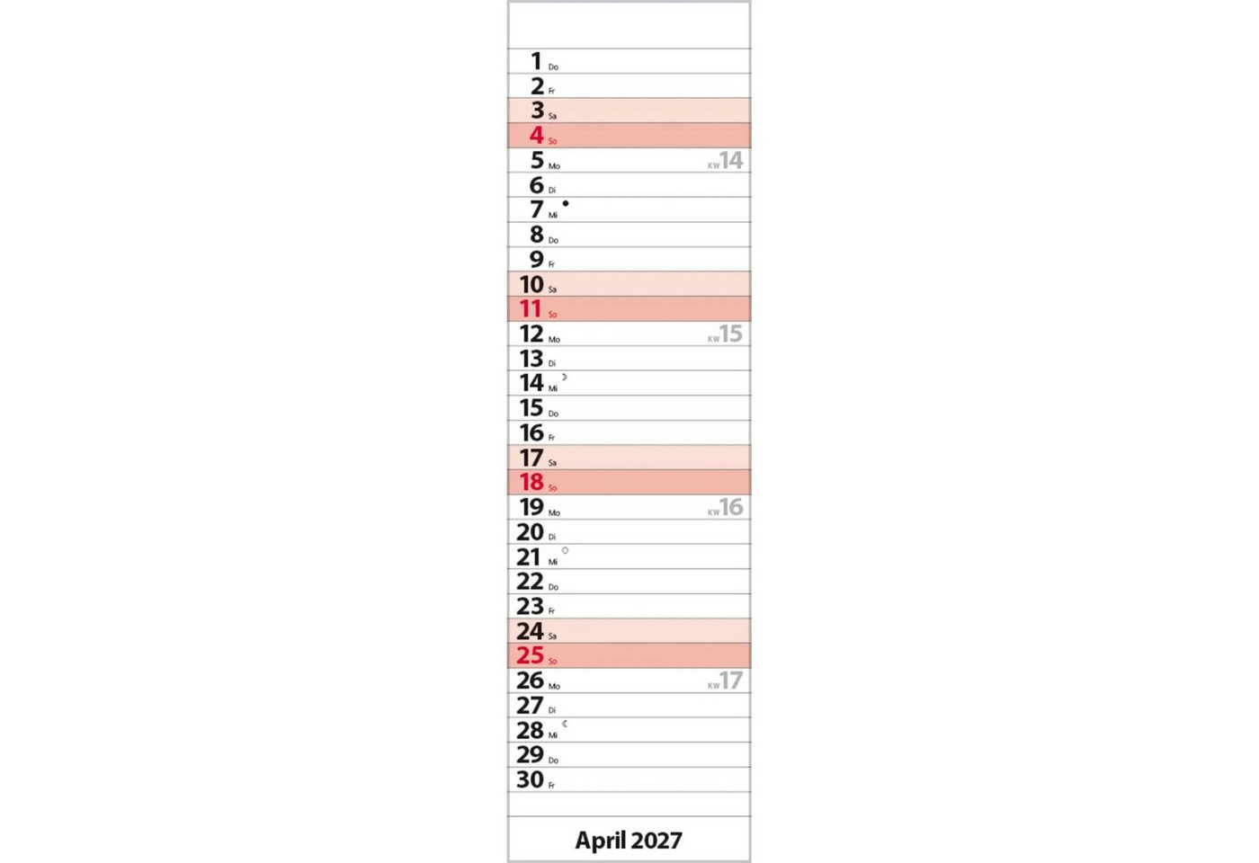 Korsch Verlag Wandkalender Streifenplaner Mini Rot 2027 Bild 3