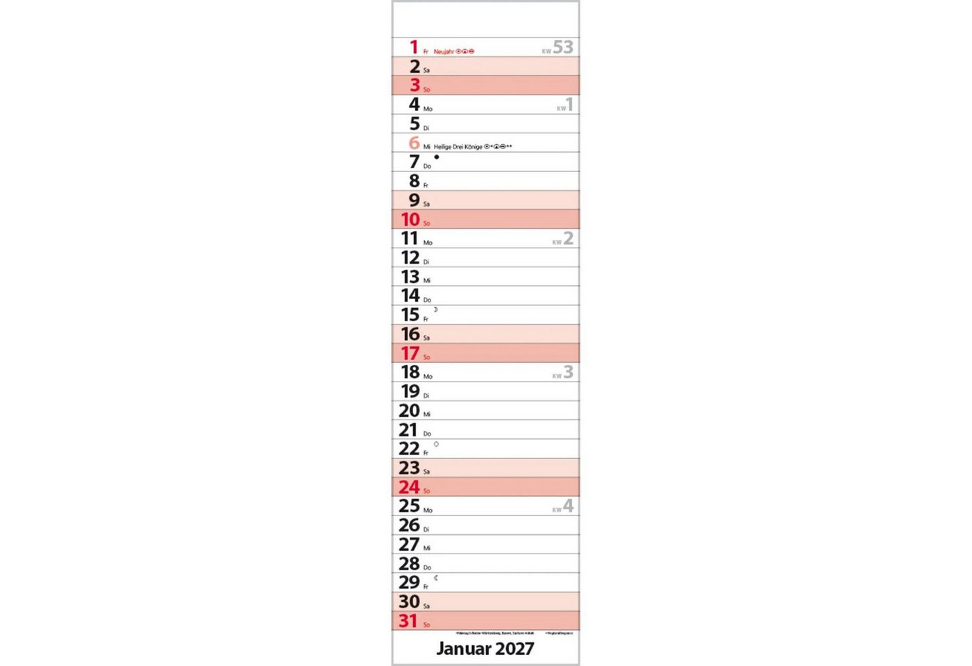 Korsch Verlag Wandkalender Streifenplaner Mini Rot 2027 Bild 4