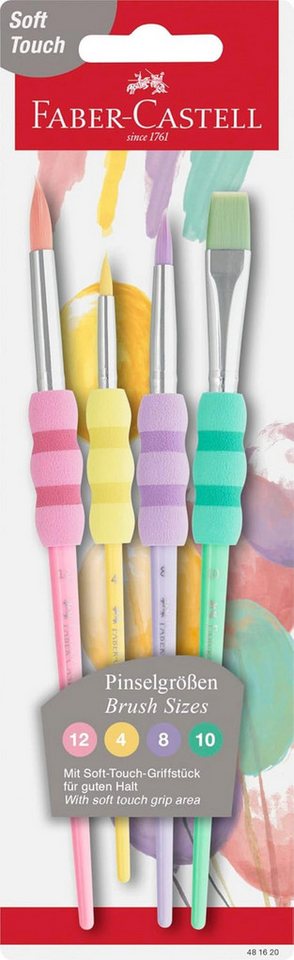 Faber-Castell Bastelmesser Faber-Castell Aquarellpinsel Pastell Soft-Touch 4er-Set Gr. 4 8 10 12 Bild 3