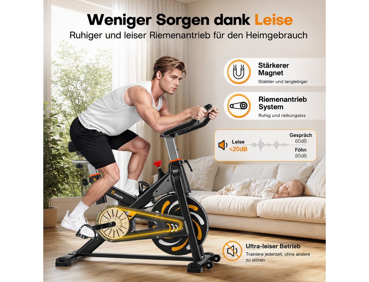 Wenoker Heimtrainer Magnetwiderstand Heimtrainer Fahrrad, LCD-Monitor&Flüsterleise (Spar-Set, 1x Anleitung, 1x Werkzeugset, 1x Heimtrainer), Magnetwiderstand, App-Anbindung, schweres Schwungrad, LCD-Monitor Bild 4