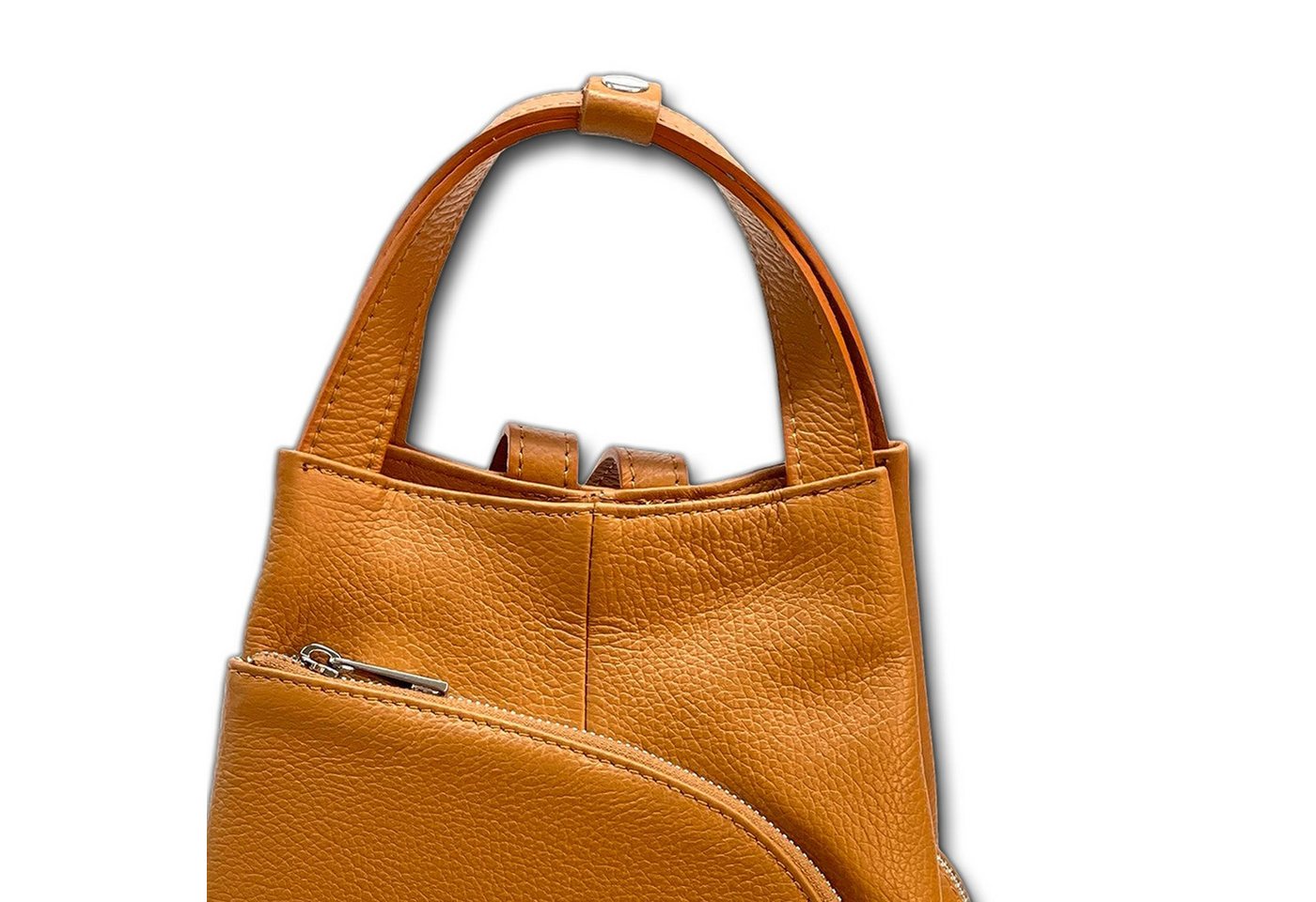 FLORENCE Cityrucksack Florence Rucksack Damen Echtleder, Damen Cityrucksack Leder, braun, tan ca. 27cm Bild 3