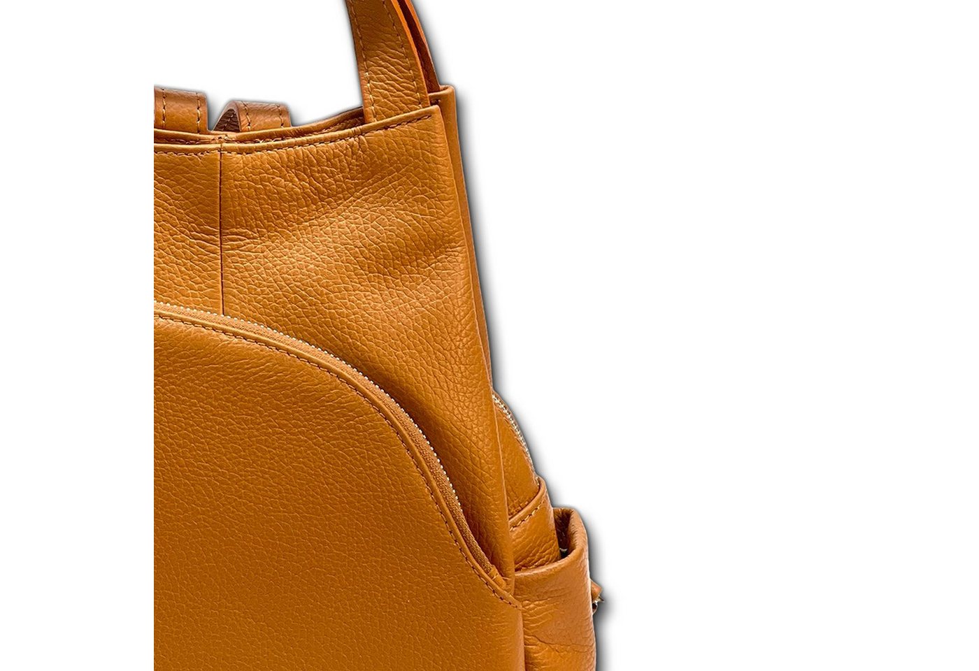 FLORENCE Cityrucksack Florence Rucksack Damen Echtleder, Damen Cityrucksack Leder, braun, tan ca. 27cm Bild 4