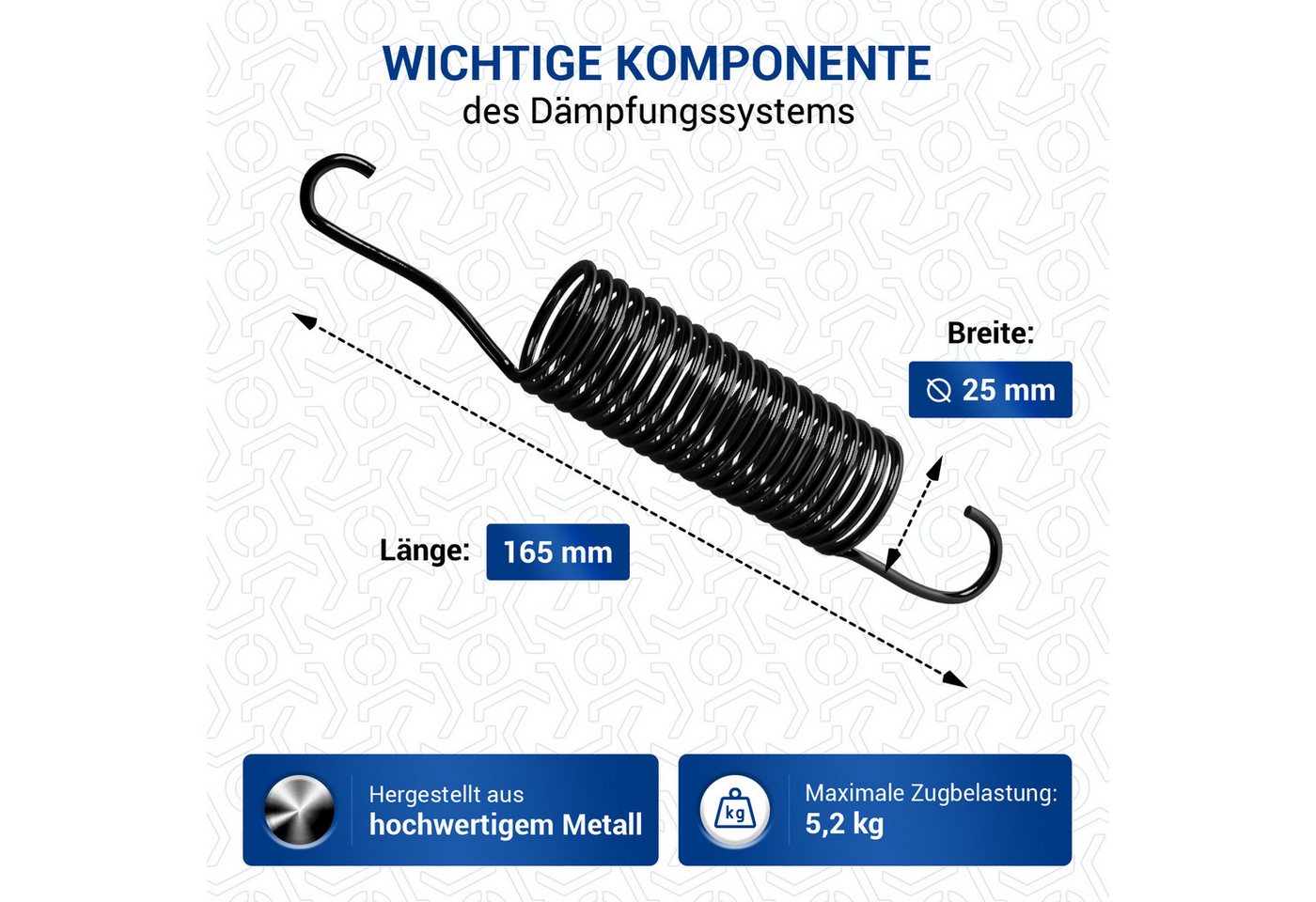 VIOKS Druckfeder Ersatz für Miele 4176890 (4 St), Zugfeder für Bottich Waschmaschine Bild 2