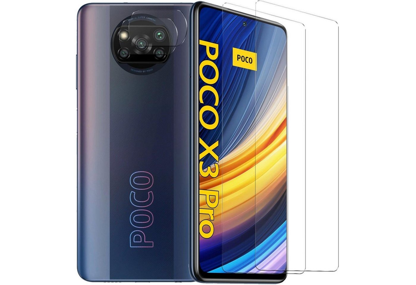 CoolGadget Schutzfolie Panzerfolie für Poco X3 / X3 Pro, (Spar-Set 4in1, 2x Displayschutz, 2x Kameraschutz), Panzerglas Schutzfolie für Xiaomi Poco X3 / X3 Pro Folie Bild 2