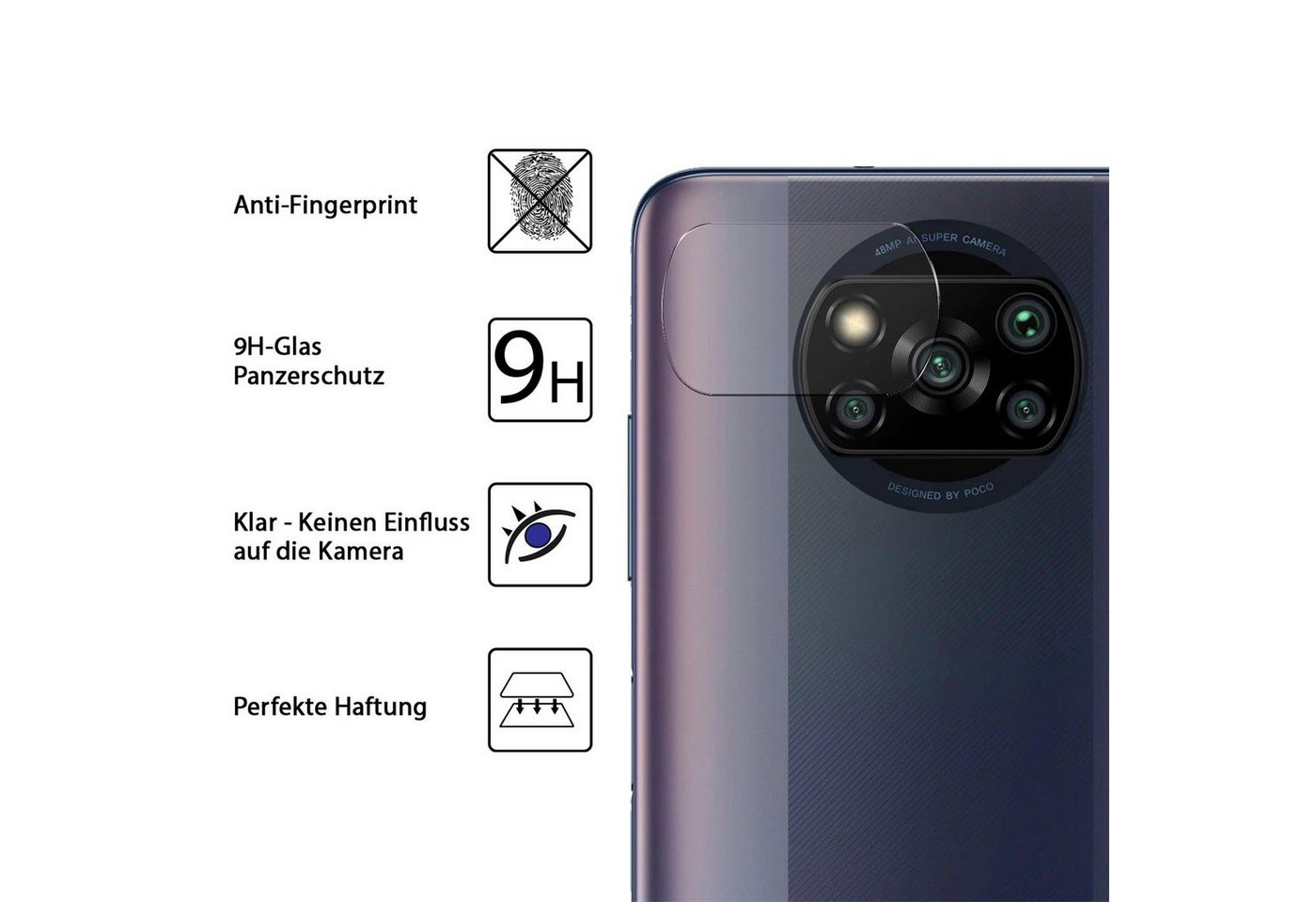 CoolGadget Schutzfolie Panzerfolie für Poco X3 / X3 Pro, (Spar-Set 4in1, 2x Displayschutz, 2x Kameraschutz), Panzerglas Schutzfolie für Xiaomi Poco X3 / X3 Pro Folie Bild 4