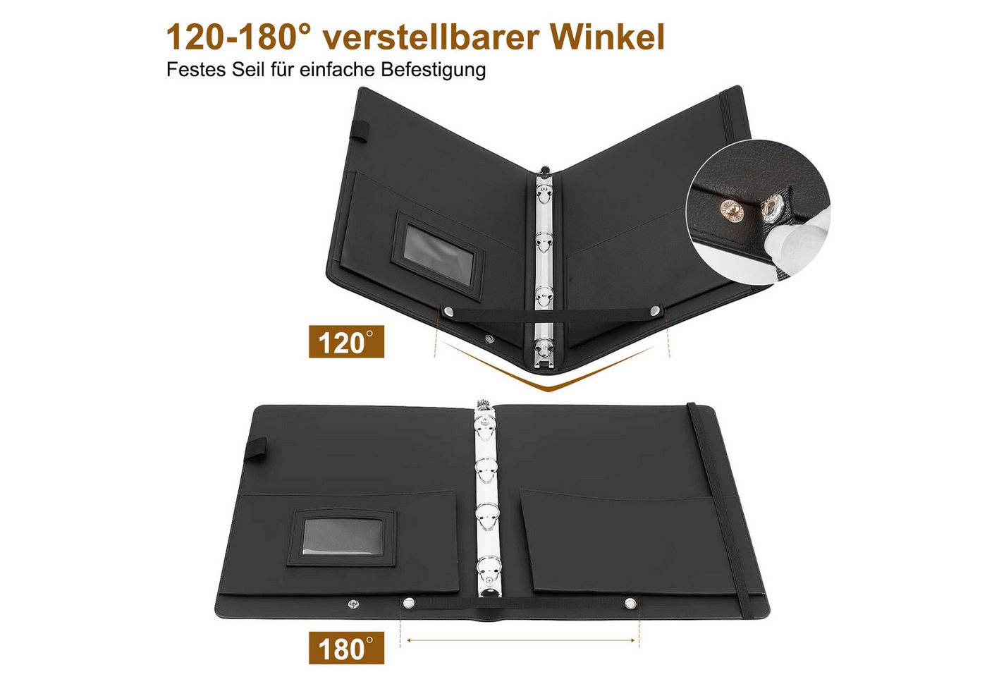 Youyijia Präsentationsordner Musiknoten-Ordner A4 aus Weichem Kunstleder, Schwarz Stabile Chormappe Bild 3