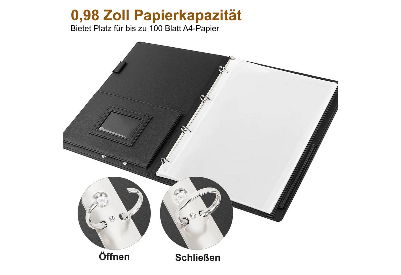 Youyijia Präsentationsordner Musiknoten-Ordner A4 aus Weichem Kunstleder, Schwarz Stabile Chormappe Bild 4