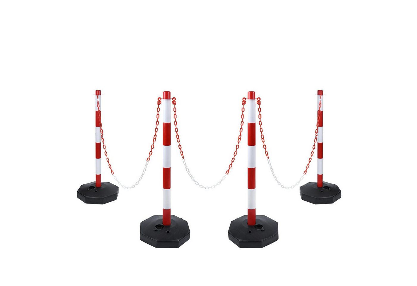 FIVMEN Absperrpfosten 82x28x28cm Kettenpfosten aus Kunststoff Absperrung (4-tlg), Sperrpfosten für die Verkehrskontrolle oder Warnung an der Auffahrt Bild 4