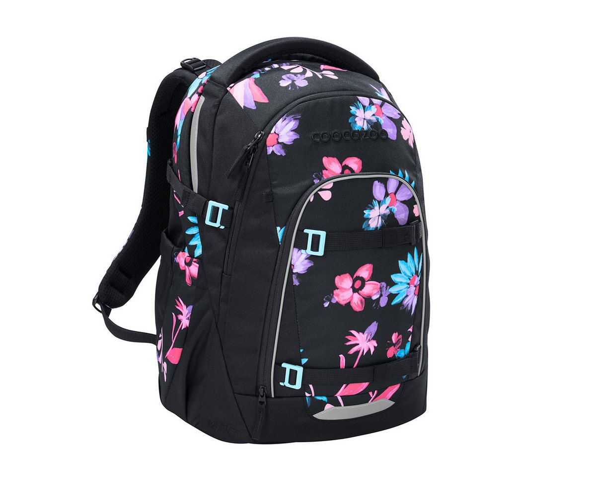 coocazoo Schulranzen Schulrucksack-Set MATE Floral Artnight 2-teilig (2-teilig), ergonomisch, Körpergröße: 135 - 180 cm, Easy-Grow-System