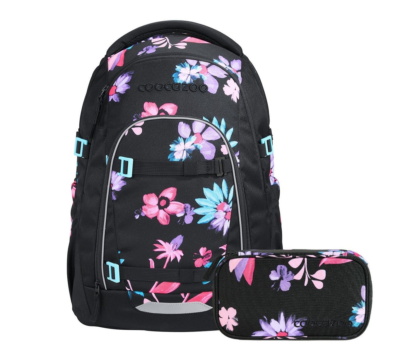 coocazoo Schulranzen Schulrucksack-Set MATE Floral Artnight 2-teilig (2-teilig), ergonomisch, Körpergröße: 135 - 180 cm, Easy-Grow-System Bild 4
