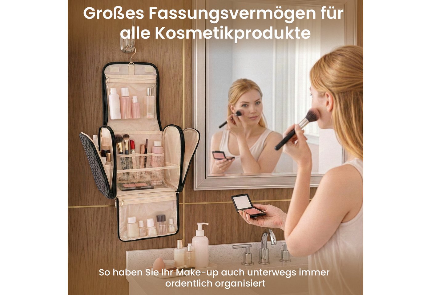 Youyijia Kulturbeutel Make-Up Organiser Groß Kulturbeutel Damen Gross Kulturtasche Aufhängen Bild 2