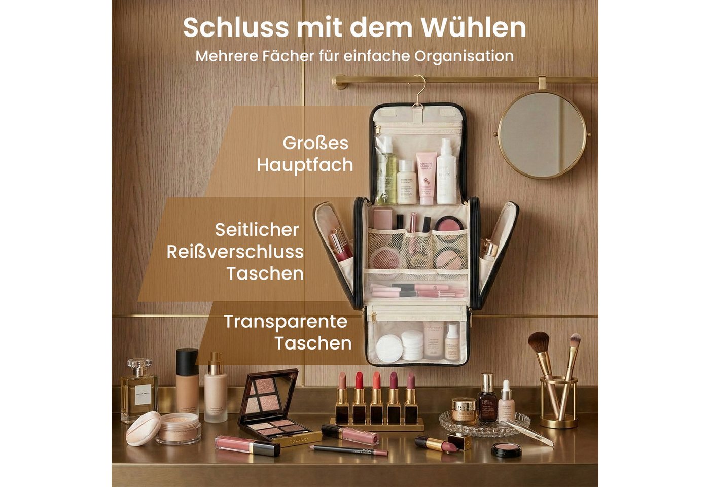 Youyijia Kulturbeutel Make-Up Organiser Groß Kulturbeutel Damen Gross Kulturtasche Aufhängen Bild 3