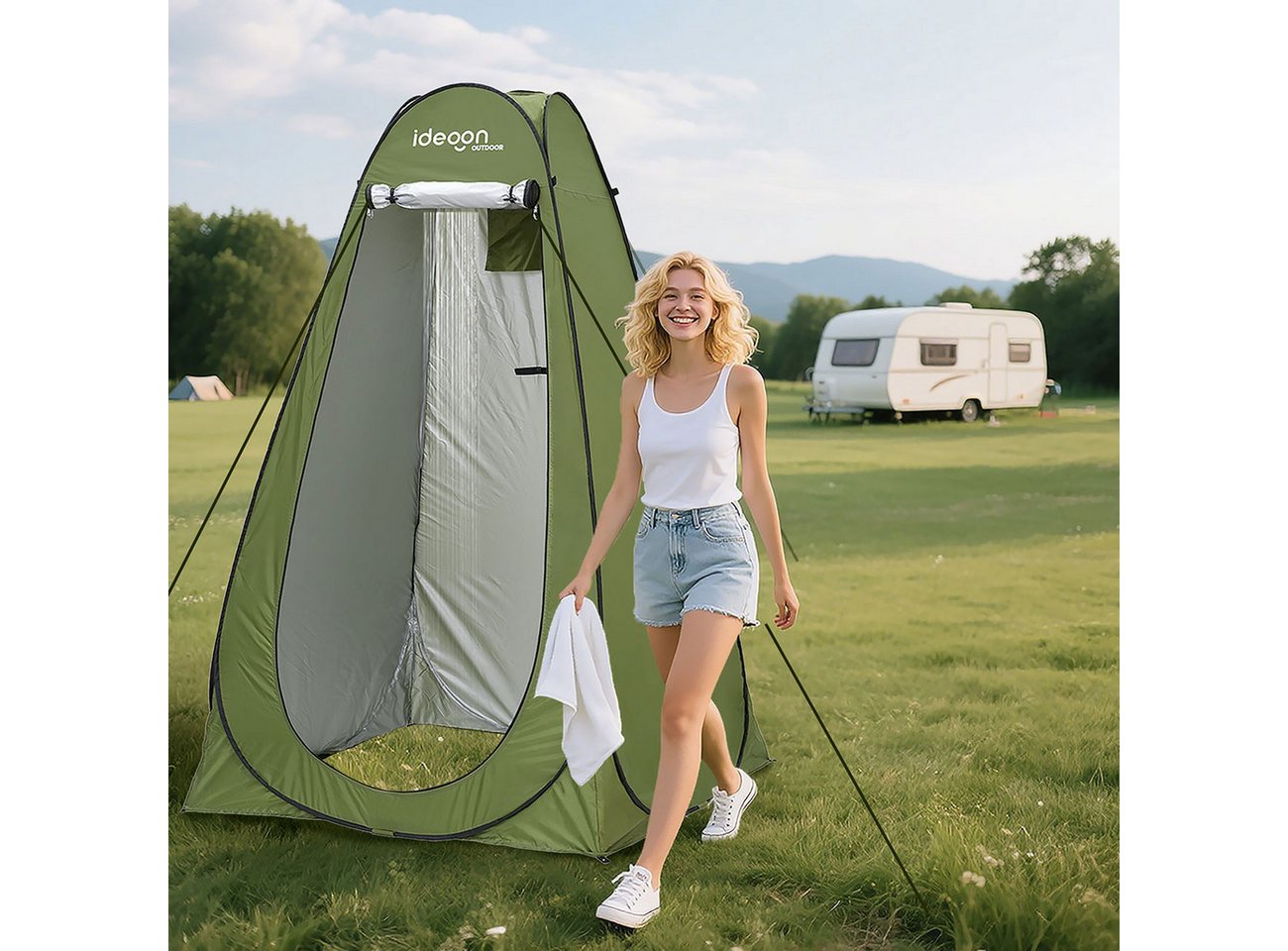shop'n smile ideoon Wurfzelt Pop-Up Toilettenzelt Duschzelt & Umkleidezelt Sichtschutz Campingzelt, Personen: 1, 190x120x120 cm/Inkl. Zubehör & Tasche/Camping, Strand & Outdoor