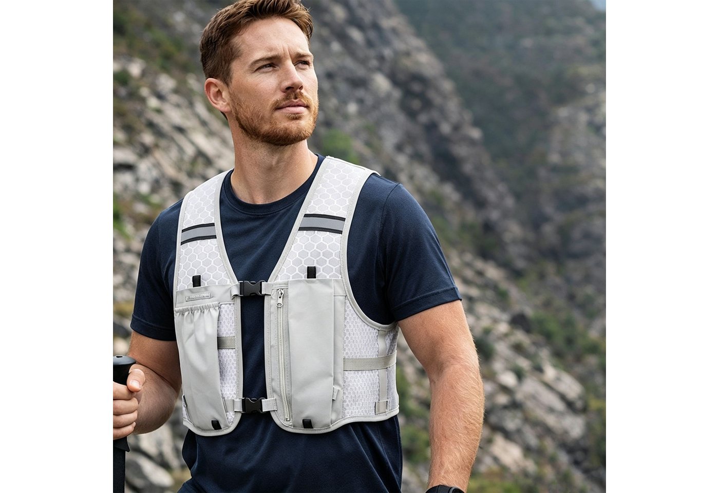 Mutig Trinkrucksack Laufweste Damen Herren, Trinkrucksack Laufrucksack für Trailrunning (Leicht Verstellbar Atmungsaktiv, Reflektierende Laufweste mit Handytasche), für Joggen, Radfahren, Marathon und Wandern