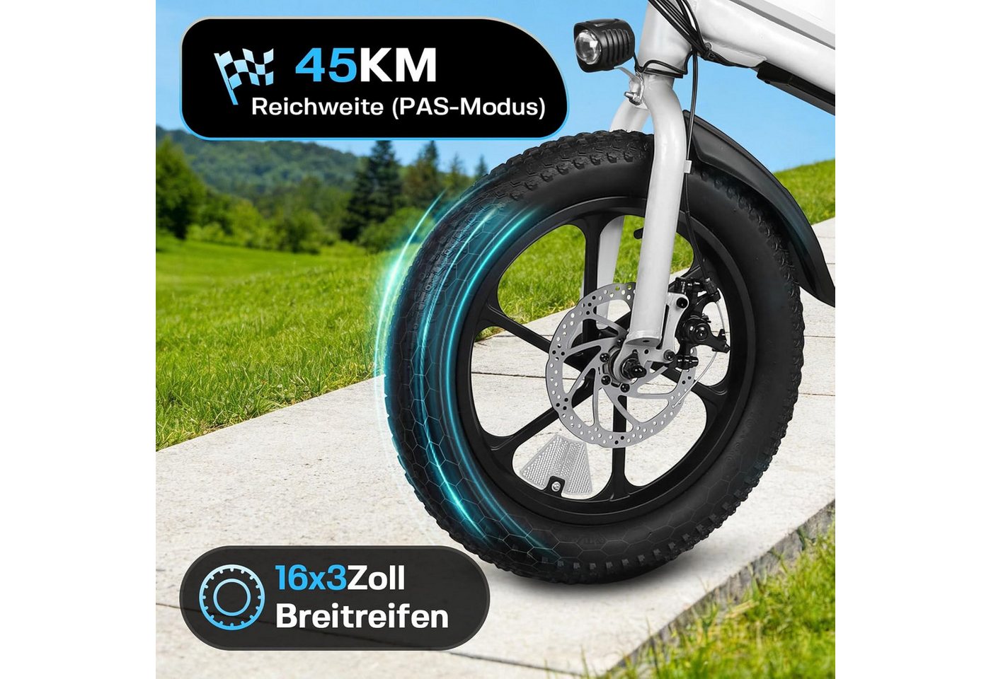 ibettertec E-Bike S5 E-Klapprad 16x3 Zoll, 45 km, 25 km/h,City E-Bike, Pendler Pedelec, 3 Gang, 250 Wh Bild 3