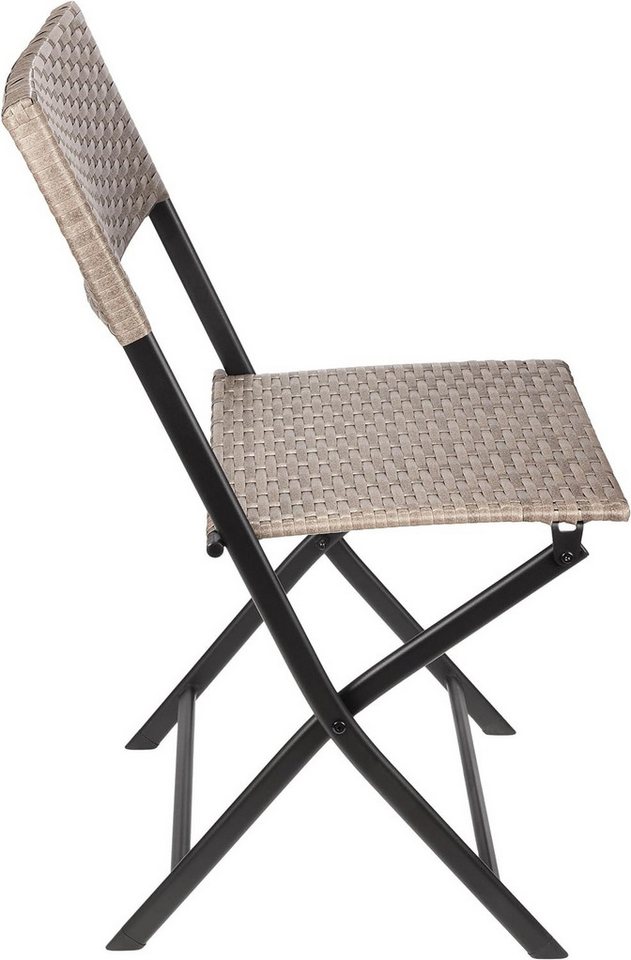 BRUBAKER Campingstuhl Toskana - Polyrattan Klappstuhl wetterfest und robust (Balkonstuhl klappbar, 3 St), Camping Stuhl für Garten Balkon Terrasse - Gartenstuhl - Grau Braun Bild 2