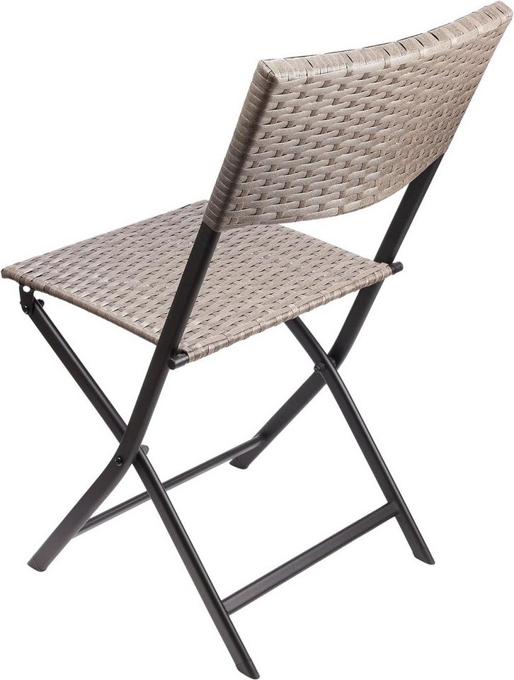 BRUBAKER Campingstuhl Toskana - Polyrattan Klappstuhl wetterfest und robust (Balkonstuhl klappbar, 3 St), Camping Stuhl für Garten Balkon Terrasse - Gartenstuhl - Grau Braun Bild 5