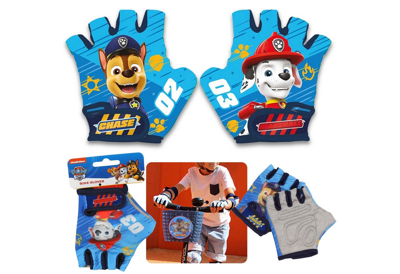 PAW PATROL Fahrradhandschuhe Paw Patrol Chase und Marshall Kinder Fahrrad-Handschuhe,für Jungen Bild 2