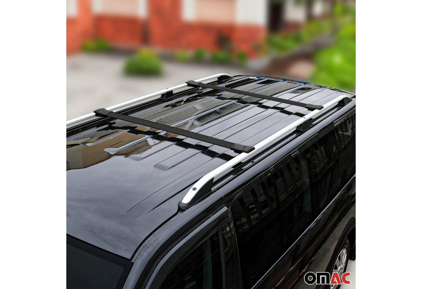 OMAC Dachträger Gepäckträger für Mercedes Vito Viano W639 Relingträger Alu Schwarz 2x (2-St), Wasserbeständig,Abnehmbar,Multifunktional,Leichtgewichtig Bild 2
