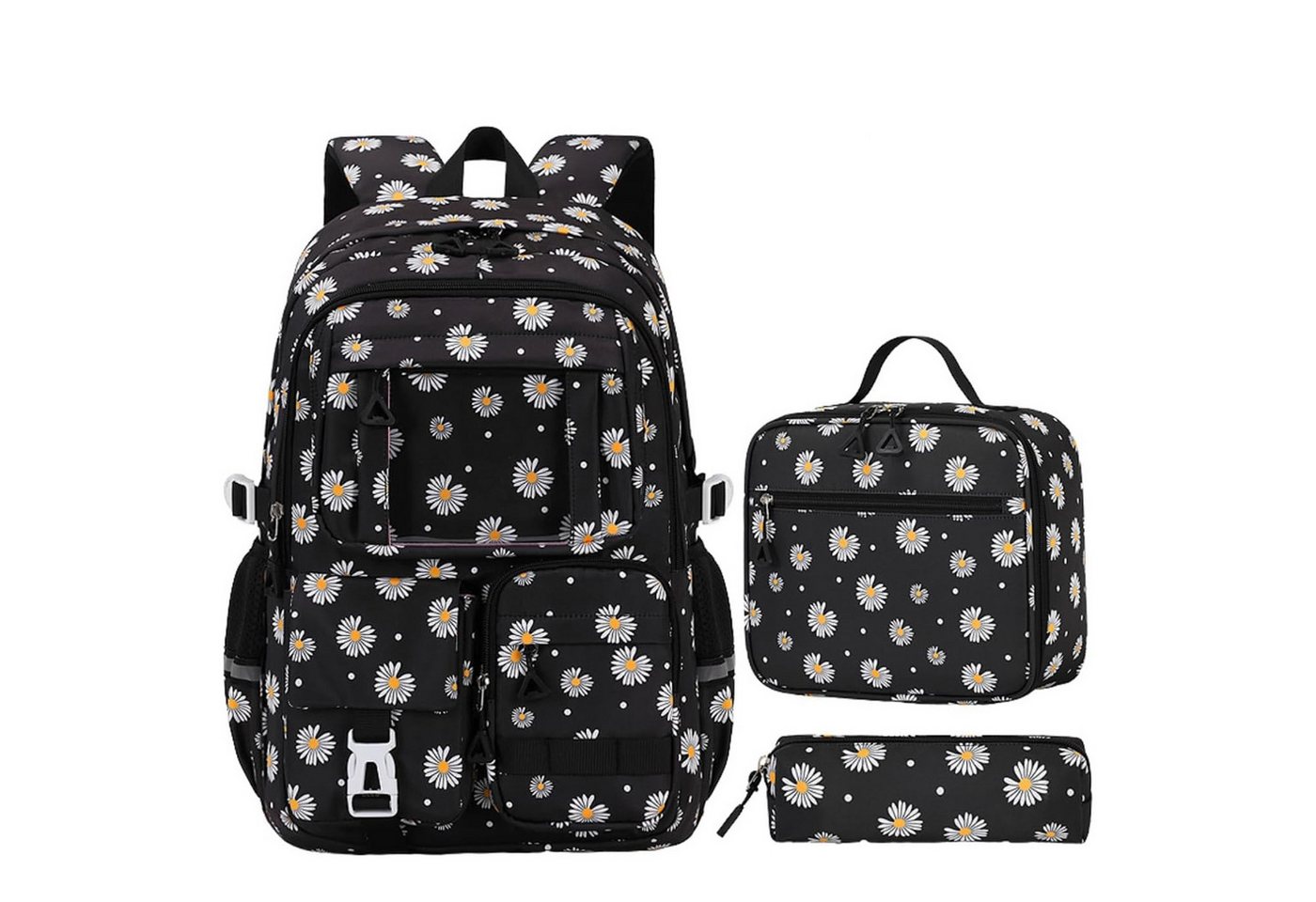 MOPUEA Schulrucksack Set 3-tlg Schultasche Wasserabweisend Viele Fächer (Set, 3-tlg., Geräumiges und funktionales Design), Praktisches Set mit Federmäppchen und Lunchtasche: Bild 5