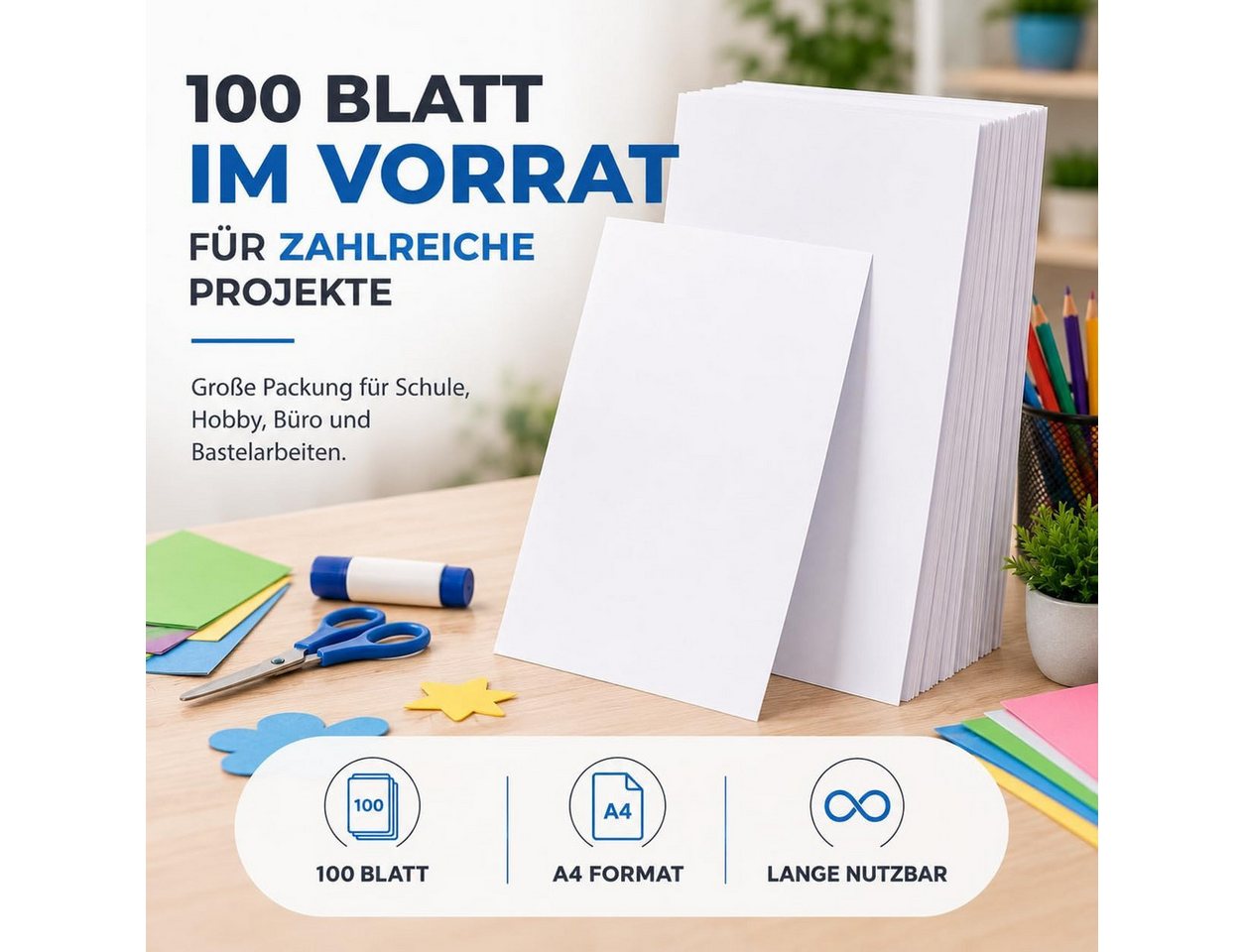 TK Gruppe Bastelkartonpapier 100x Blatt Tonpapier DIN A4 220 g/m² – Bastelpapier & Tonkarton