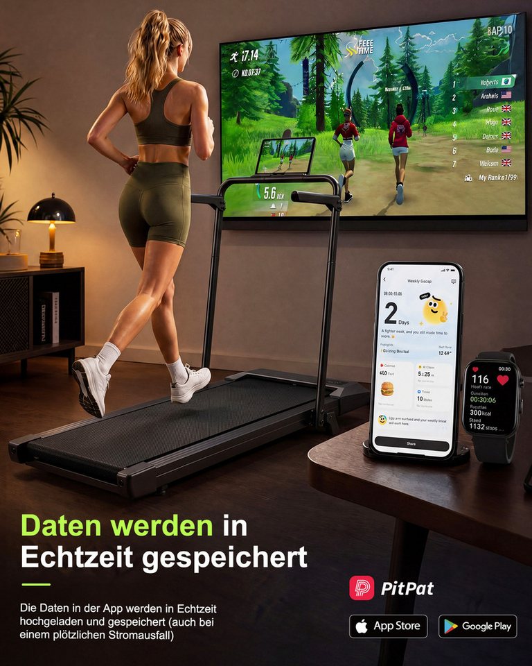 DEERRUN Laufband DeerRun Walking Pad mit 6% Steigung Laufband mit App bis 136 kg Bild 4