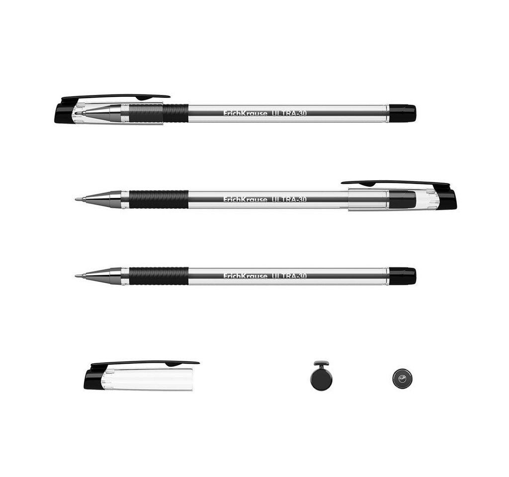 Erich Krause Kugelschreiber, Kugelschreiber Ultra-30 0,26mm mit Gummigriff 12er Pack Schwarz Bild 2
