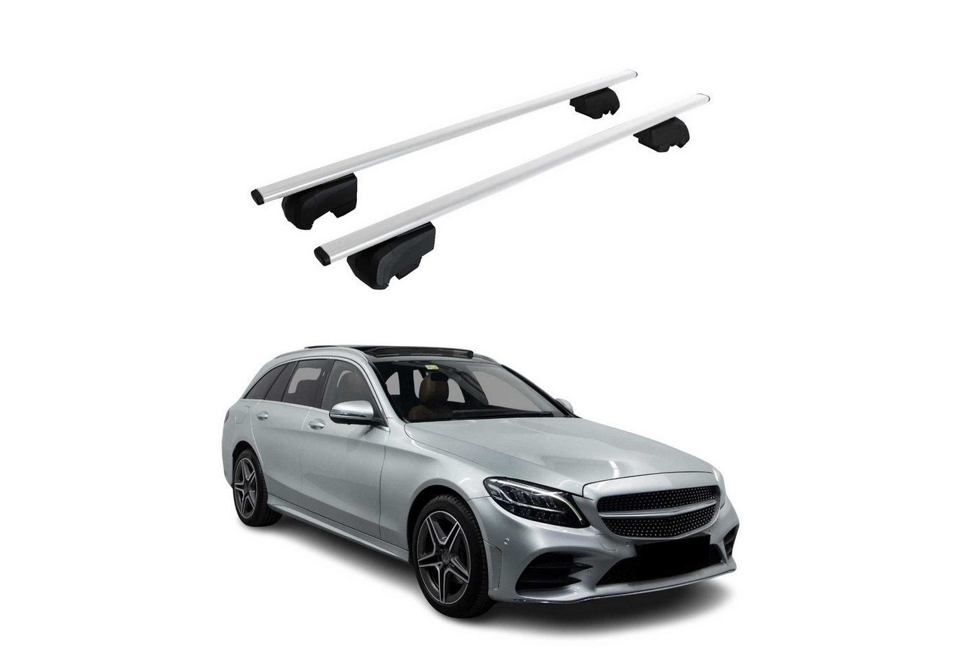 OMAC Dachträger Gepäckträger für Mercedes C-Klasse S205 2014-2021 ABE Silber 2x (2-St), Wasserbeständig,Abnehmbar,Multifunktional,Leichtgewichtig Bild 5